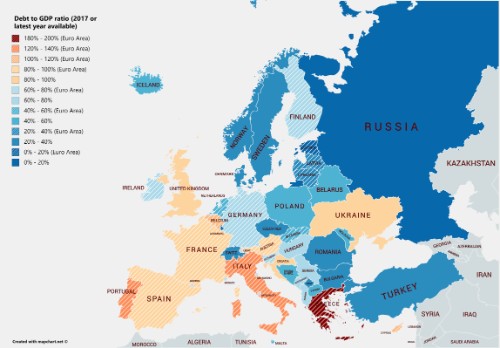 debt to GDP ratio by country in Europe 澳洲5幸运官网结果预测记录+澳洲168幸运5体彩数据精准计划 map
