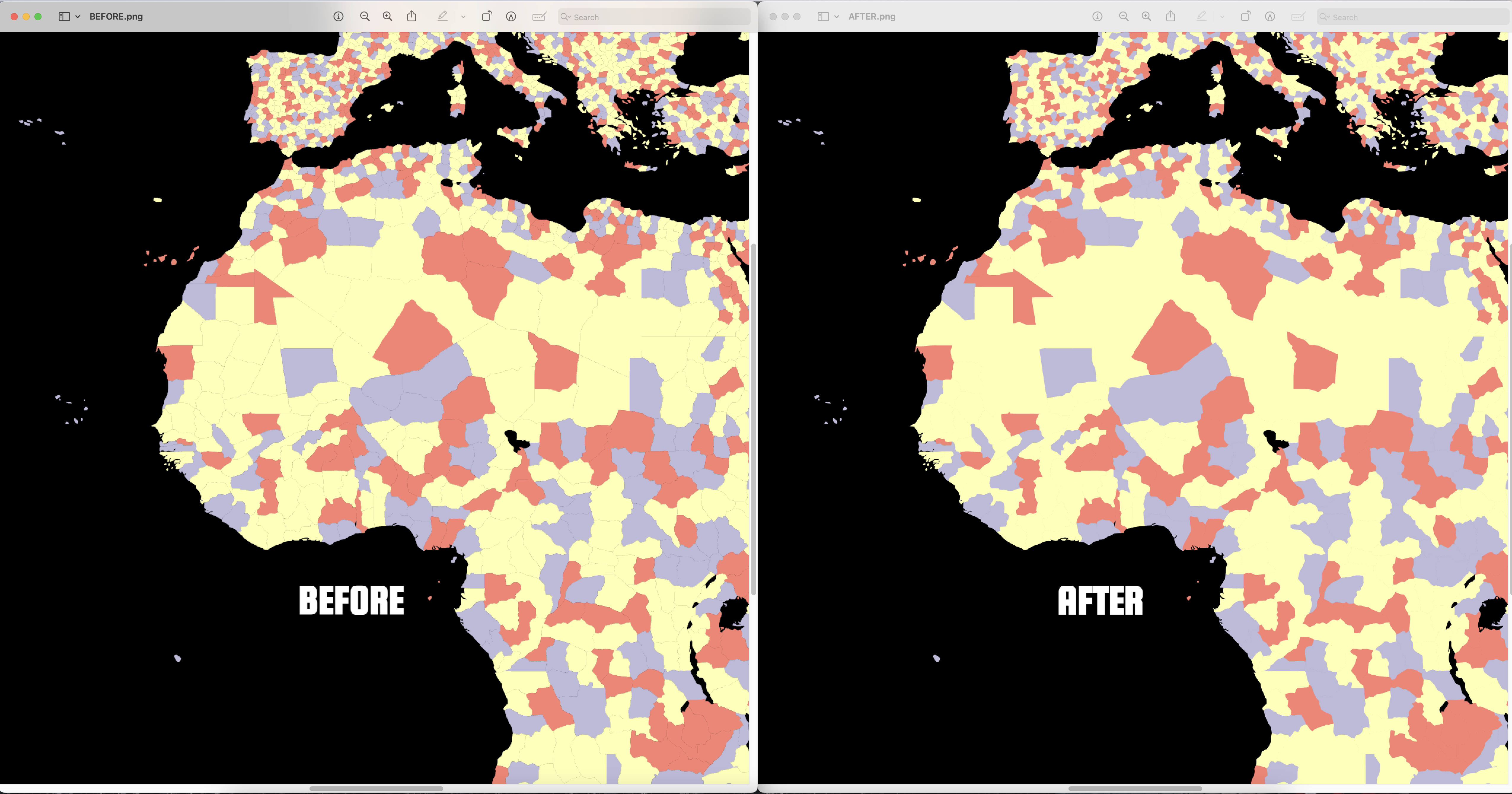 Before/after example with the latest download quality changes.